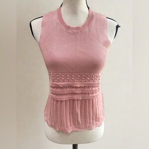NWT Crochet-Style Pink Knit Sweater Tank Top